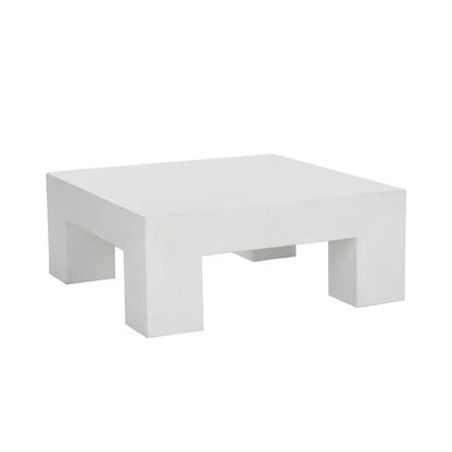Renley Concrete Outdoor Square Coffee Table-Outdoor Coffee Tables-SUNPAN-White-LOOMLAN