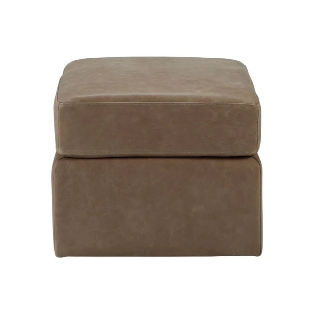 Repose Luxurious Leather Ottoman - LOOMLAN - Olivia + Quinn - Ottomans