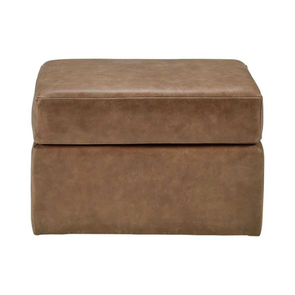 Repose Luxurious Leather Ottoman - LOOMLAN - Olivia + Quinn - Ottomans