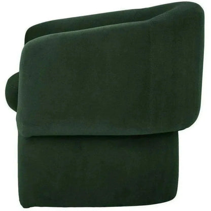 Retro Green Velvet Barrel Accent Armchair - LOOMLAN - Moe's Home - Accent Chairs