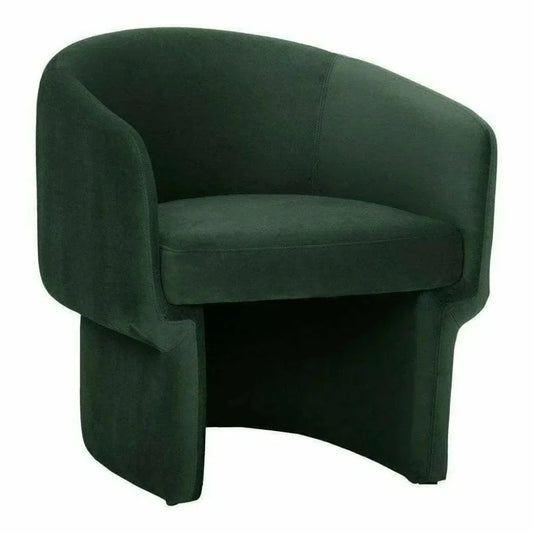 Retro Green Velvet Barrel Accent Armchair - LOOMLAN - Moe's Home - Accent Chairs