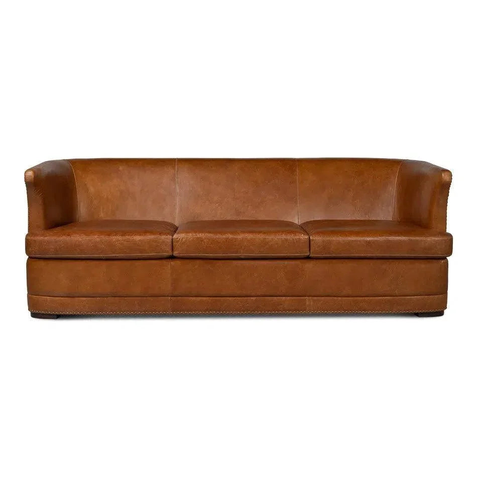 Retro Mcmillan Distilled Leather Sofa - LOOMLAN - Sarreid - Sofas & Loveseats