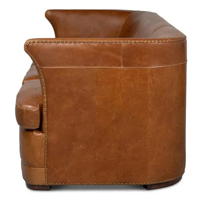 Retro Mcmillan Distilled Leather Sofa - LOOMLAN - Sarreid - Sofas & Loveseats