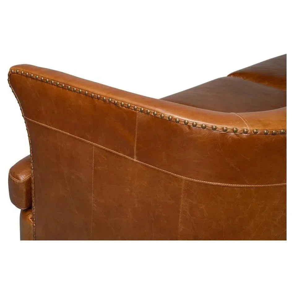 Retro Mcmillan Distilled Leather Sofa - LOOMLAN - Sarreid - Sofas & Loveseats
