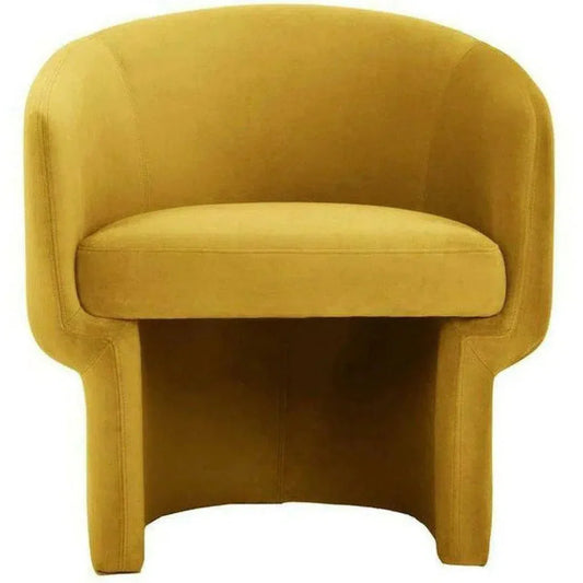 Retro Mustard Velvet Barrel Armchair - LOOMLAN - Moe's Home - Accent Chairs