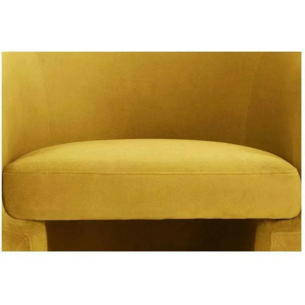 Retro Mustard Velvet Barrel Armchair - LOOMLAN - Moe's Home - Accent Chairs