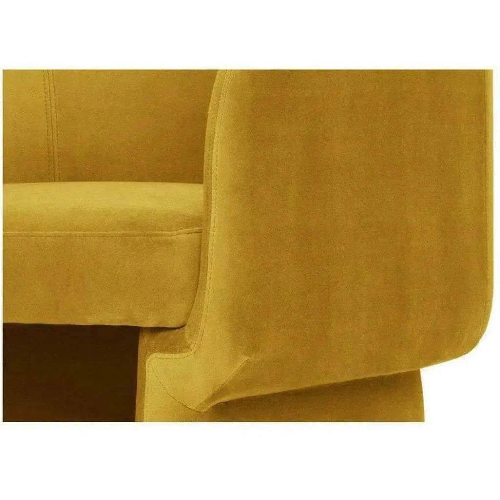 Retro Mustard Velvet Barrel Armchair - LOOMLAN - Moe's Home - Accent Chairs