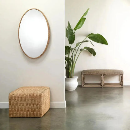 Reversible Corngrass Braided Oval Wall Mirror - LOOMLAN - Jamie Young - Wall Mirrors