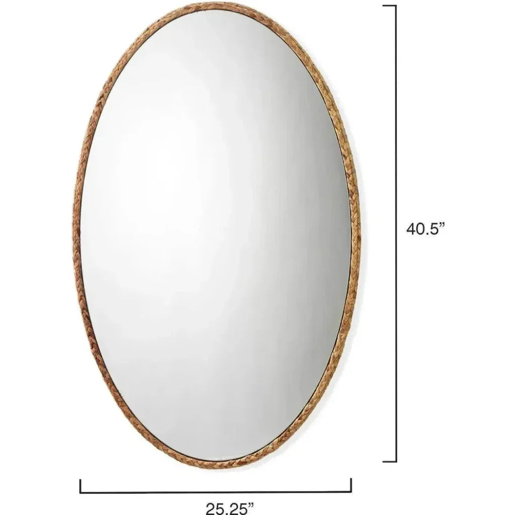 Reversible Corngrass Braided Oval Wall Mirror - LOOMLAN - Jamie Young - Wall Mirrors