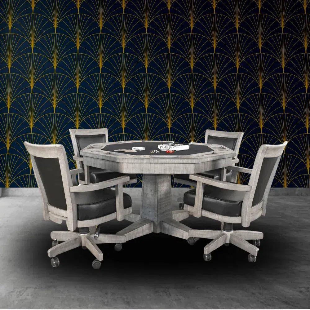 Reversible Poker Game Table Swivel Leather Chairs Set-Game Tables-Sunny D-LOOMLAN