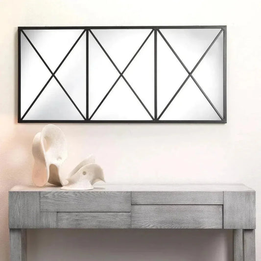 Reversible Position Black Iron Xyla Grid Wall Mirror - LOOMLAN - Jamie Young - Wall Mirrors