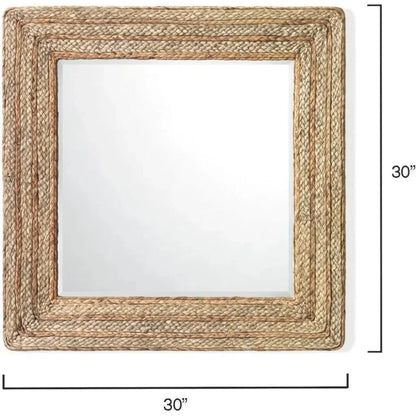 Reversible Seagrass Evergreen Square Wall Mirror - LOOMLAN - Jamie Young - Wall Mirrors