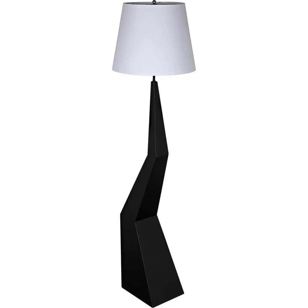 Rhombus Floor Lamp with Shade, Black Metal-Floor Lamps-Noir-LOOMLAN