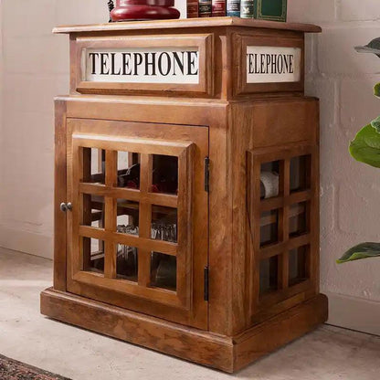Telephone Cabinet Wooden Glass Door - LOOMLAN - LOOMLAN - Accent Cabinets
