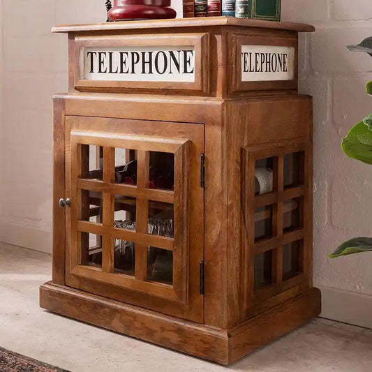Telephone Cabinet Wooden Glass Door - LOOMLAN - LOOMLAN - Accent Cabinets