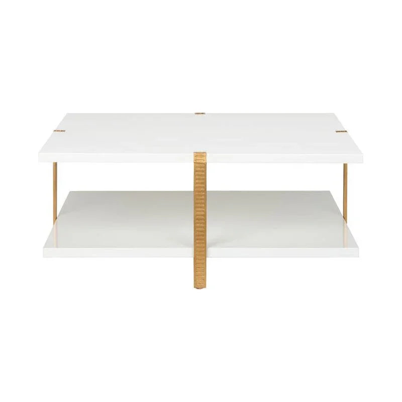 Ribbed Metal Framed Square Cocktail Table - LOOMLAN - Chelsea House - Coffee Tables