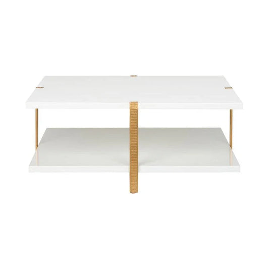 Ribbed Metal Framed Square Cocktail Table - LOOMLAN - Chelsea House - Coffee Tables