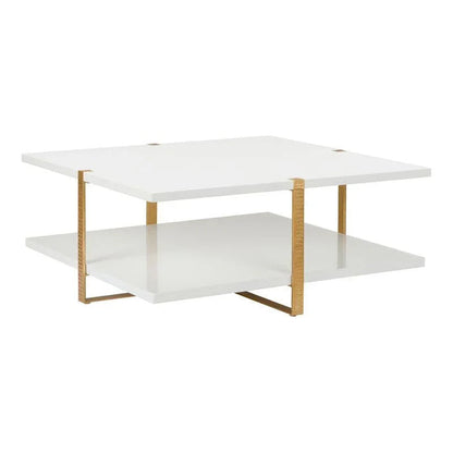 Ribbed Metal Framed Square Cocktail Table - LOOMLAN - Chelsea House - Coffee Tables