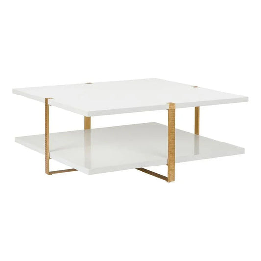 Ribbed Metal Framed Square Cocktail Table - LOOMLAN - Chelsea House - Coffee Tables