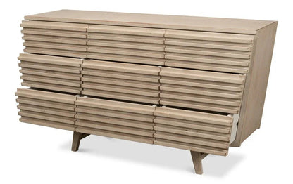 Ribbed Nine Drawer Wood Chest - LOOMLAN - Sarreid - Chests