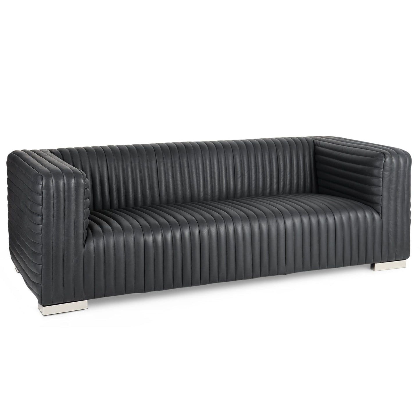Ricciardo Black Leather Three Seater Sofa