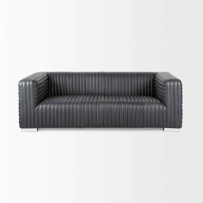 Ricciardo Black Leather Three Seater Sofa