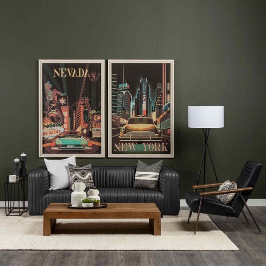 Ricciardo Black Leather Three Seater Sofa