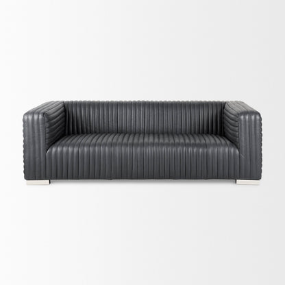 Ricciardo Black Leather Three Seater Sofa