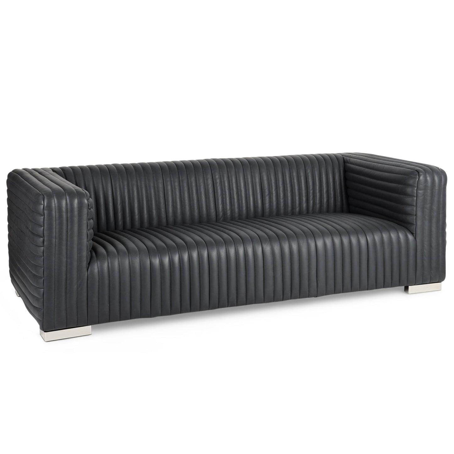 Ricciardo Black Leather Three Seater Sofa