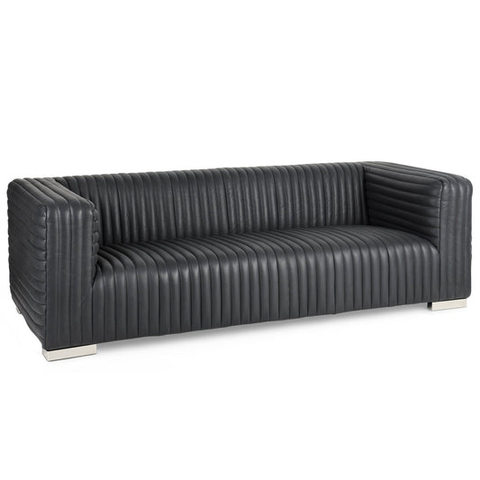 Ricciardo Black Leather Three Seater Sofa