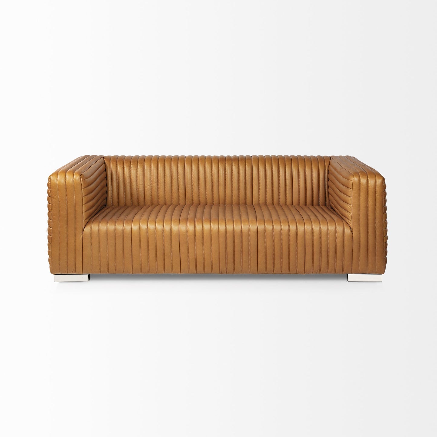 Ricciardo Cognac Leather Three Seater Sofa