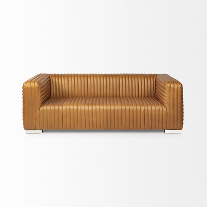 Ricciardo Cognac Leather Three Seater Sofa