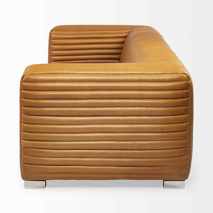 Ricciardo Cognac Leather Three Seater Sofa