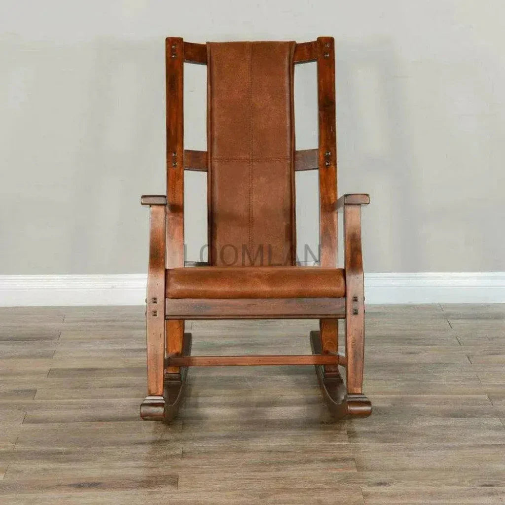 Rich Brown Vegan Leather Rocker Chair - LOOMLAN - Sunny D - Accent Chairs