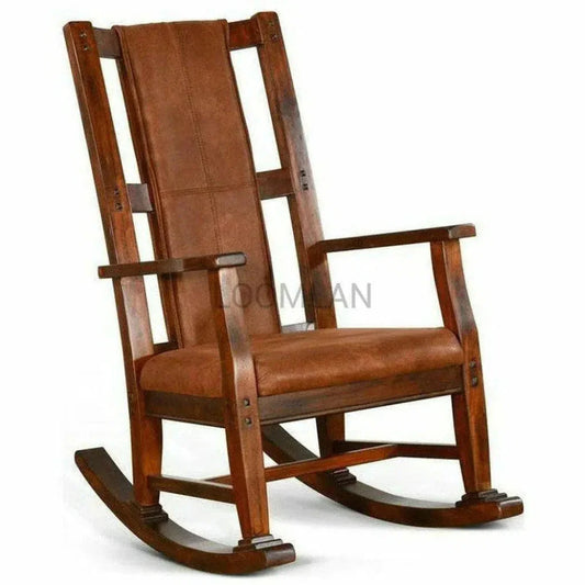 Rich Brown Vegan Leather Rocker Chair - LOOMLAN - Sunny D - Accent Chairs