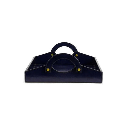 Rich Midnight Blue Leather Tray - LOOMLAN - Trays