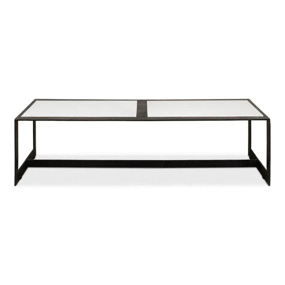 Ridged Iron Rectangular Coffee Table - LOOMLAN - Sarreid - Coffee Tables