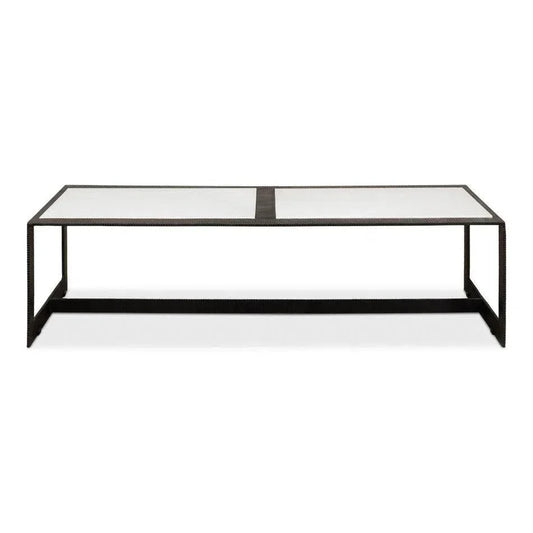 Ridged Iron Rectangular Coffee Table - LOOMLAN - Sarreid - Coffee Tables