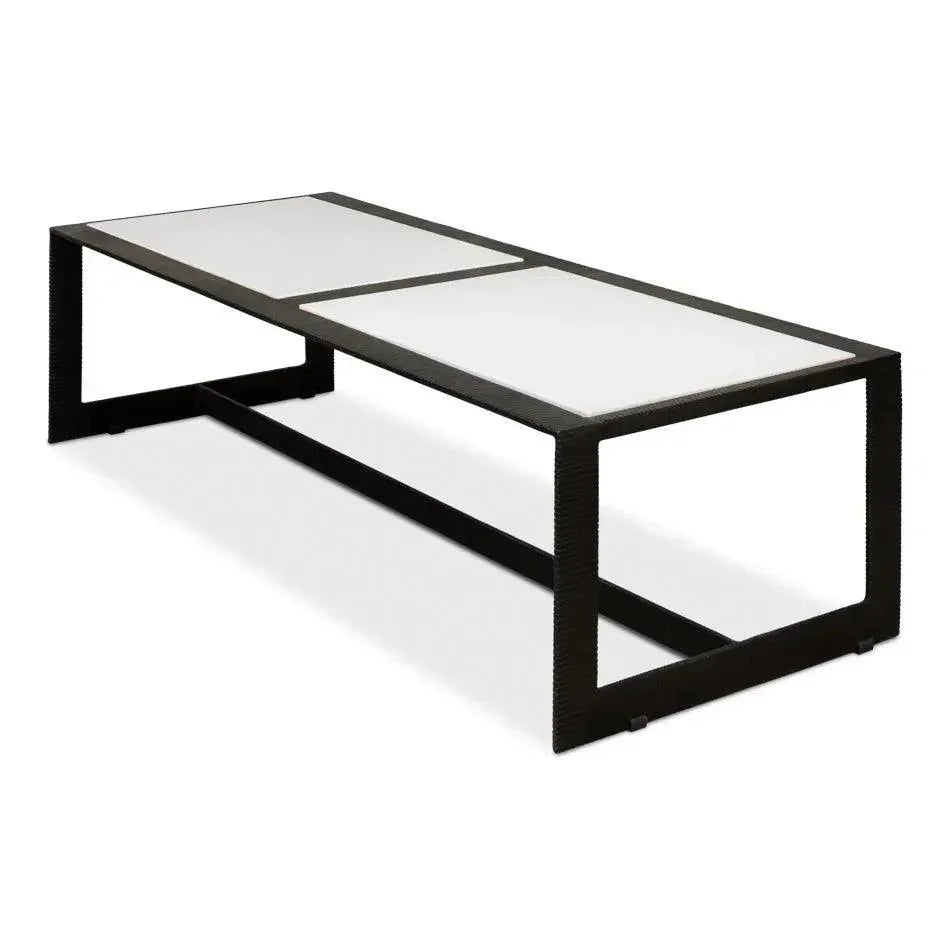 Ridged Iron Rectangular Coffee Table - LOOMLAN - Sarreid - Coffee Tables