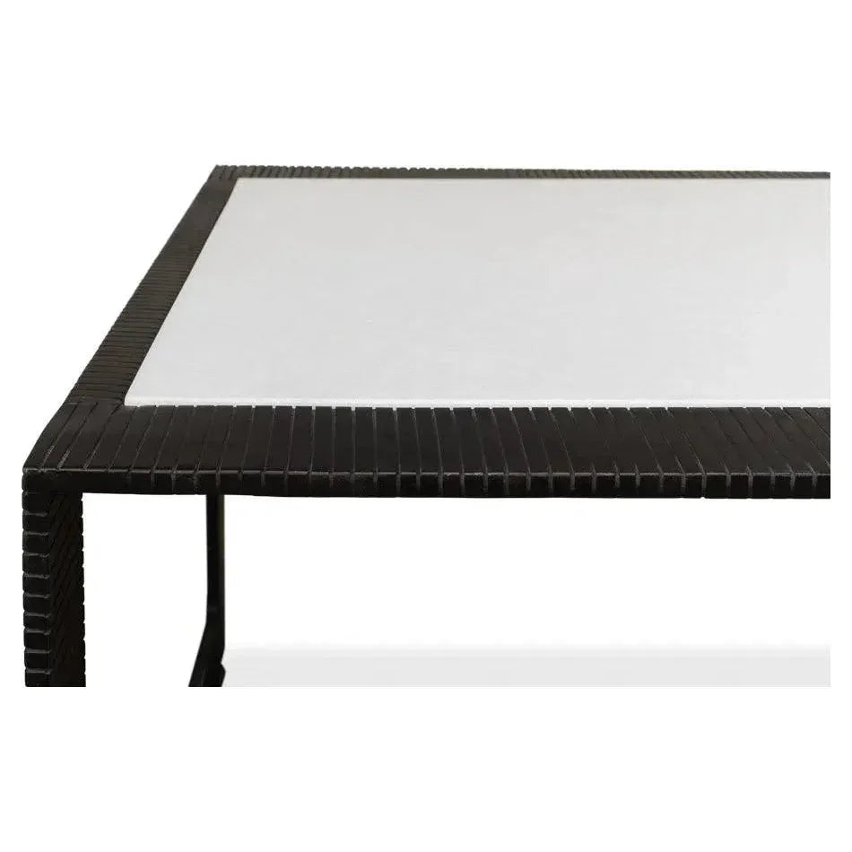 Ridged Iron Rectangular Coffee Table - LOOMLAN - Sarreid - Coffee Tables