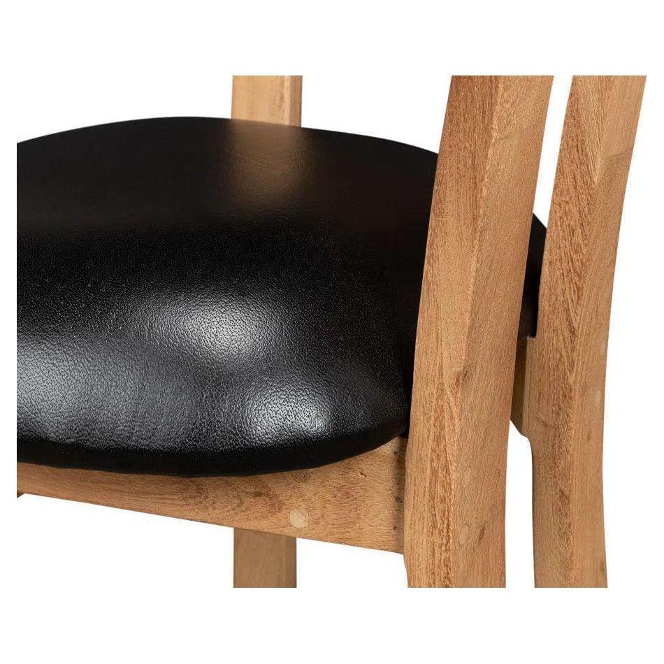 Rift Leather Seat Curved Back Dining Chair 2PC - LOOMLAN - Sarreid - Dining Chairs