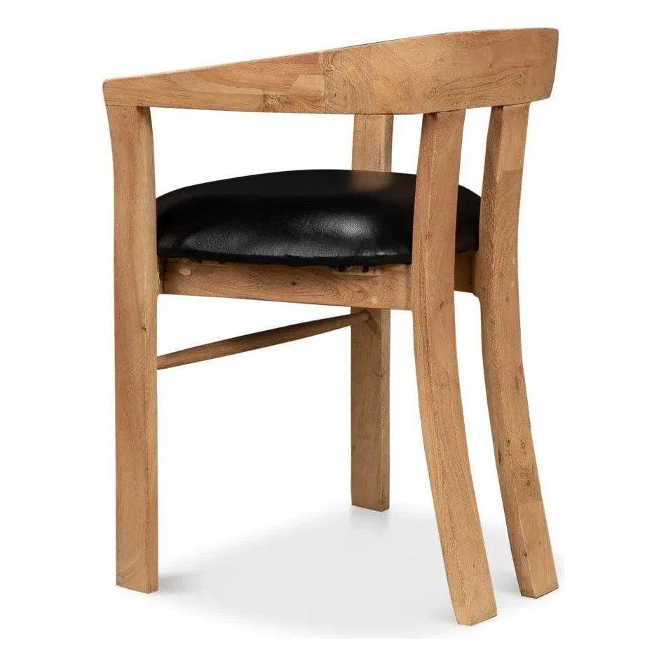 Rift Leather Seat Curved Back Dining Chair 2PC - LOOMLAN - Sarreid - Dining Chairs