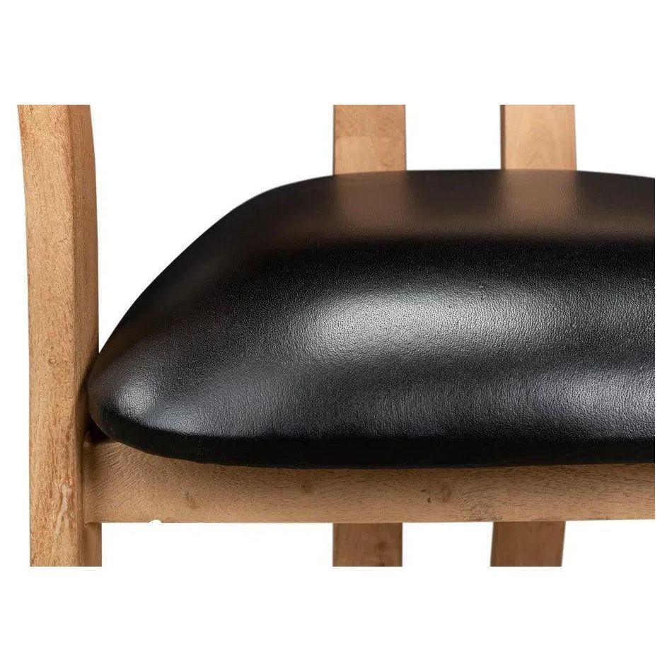 Rift Leather Seat Curved Back Dining Chair 2PC - LOOMLAN - Sarreid - Dining Chairs