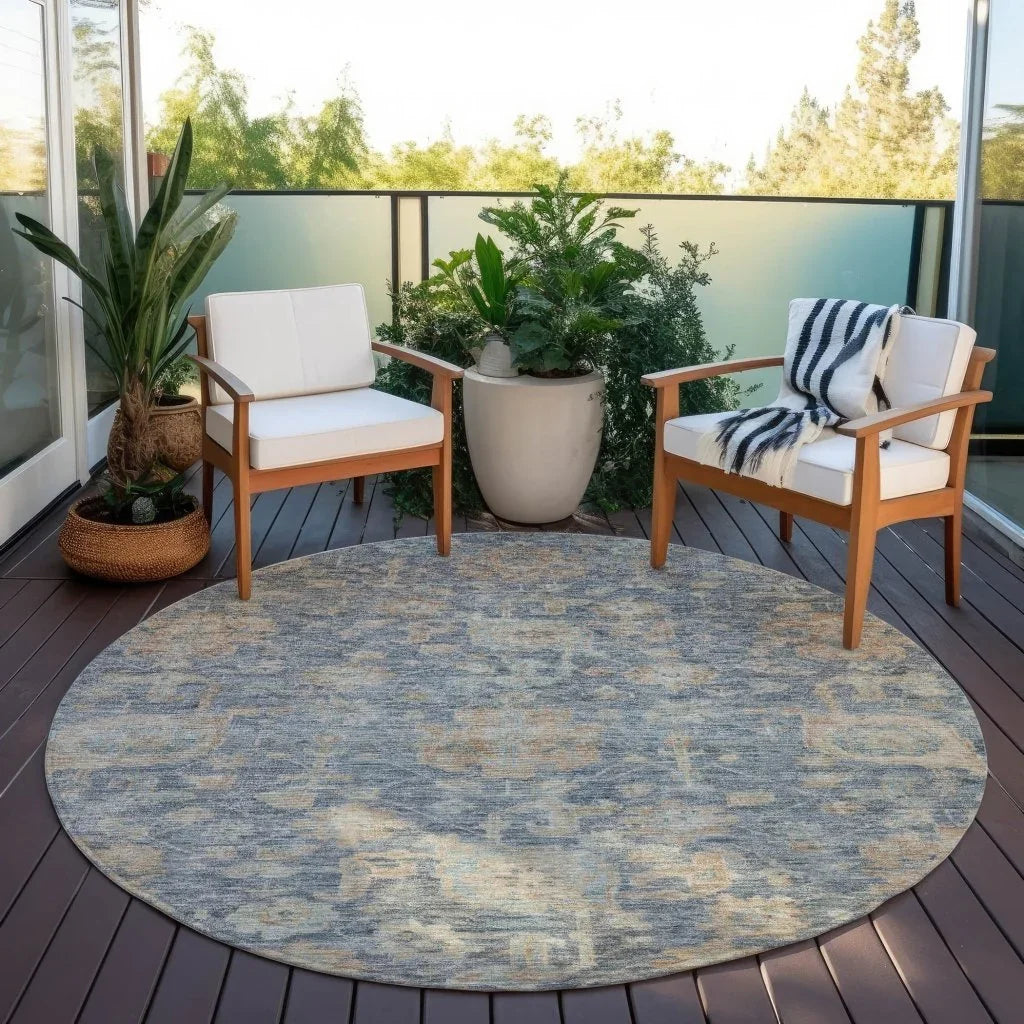 Riga Blue Washable Indoor-Outdoor Rug-Outdoor Rugs-LOOMLAN Rugs-LOOMLAN