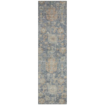 Riga Blue Washable Indoor-Outdoor Rug-Outdoor Rugs-LOOMLAN Rugs-2'3" x 7'6"-LOOMLAN