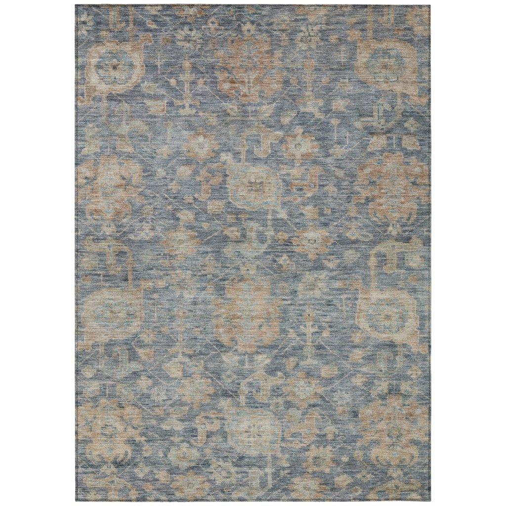 Riga Blue Washable Indoor-Outdoor Rug-Outdoor Rugs-LOOMLAN Rugs-2'6" x 3'10"-LOOMLAN
