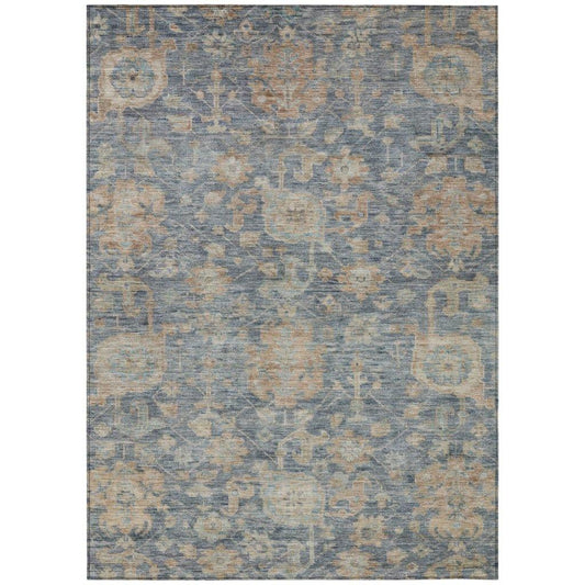 Riga Blue Washable Indoor-Outdoor Rug-Outdoor Rugs-LOOMLAN Rugs-2'6" x 3'10"-LOOMLAN