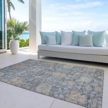 Riga Blue Washable Indoor-Outdoor Rug-Outdoor Rugs-LOOMLAN Rugs-LOOMLAN