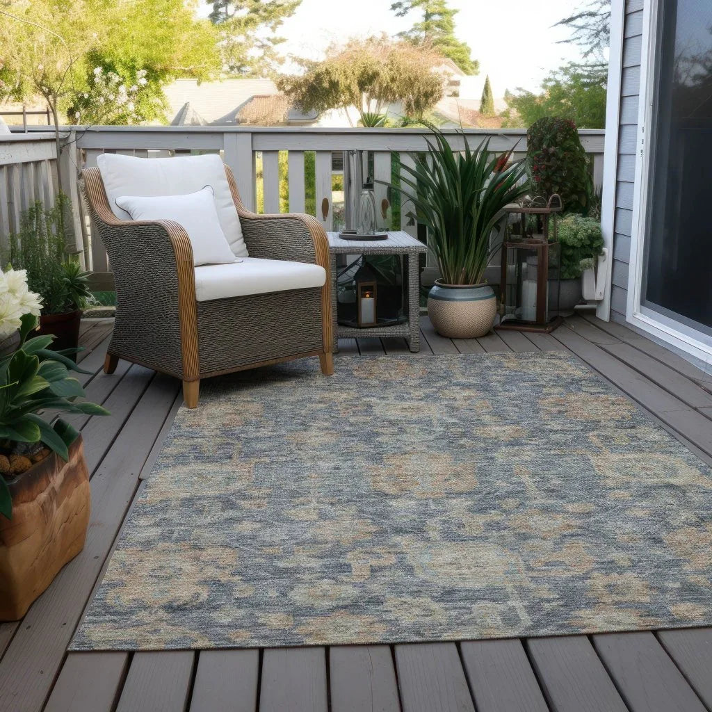 Riga Blue Washable Indoor-Outdoor Rug-Outdoor Rugs-LOOMLAN Rugs-LOOMLAN