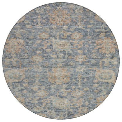 Riga Blue Washable Indoor-Outdoor Rug-Outdoor Rugs-LOOMLAN Rugs-8' x 8'-LOOMLAN